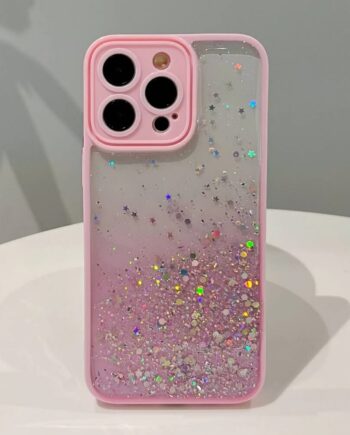 Clear Gradient Glitter Stars Bling iPhone Case