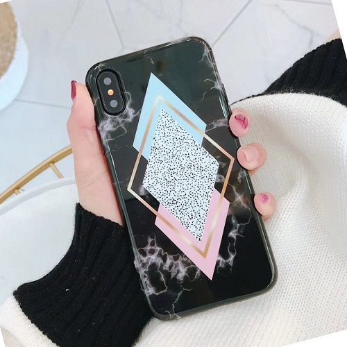 Pink and black marble case