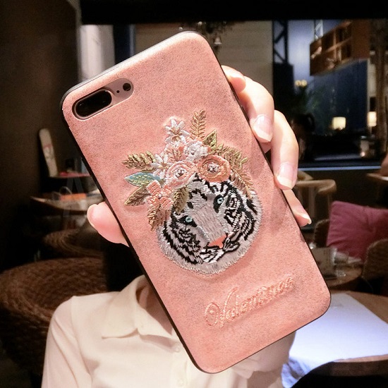 Tiger Embroidered Phone Case