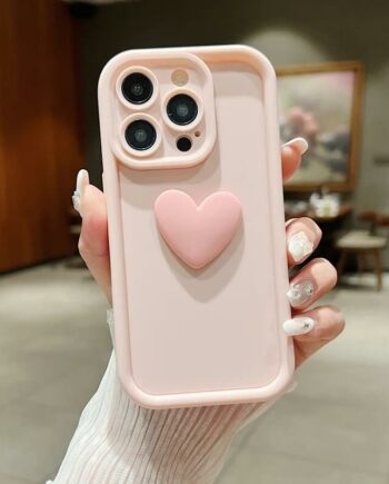 Shockproof 3D Love Heart Pink iPhone Case