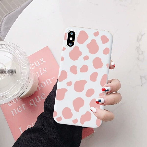 pink cow print phone case