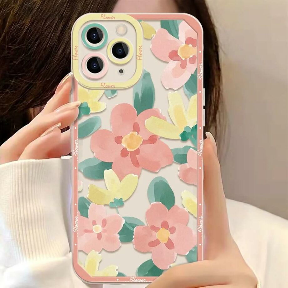 Pink Flower Clear iPhone Case