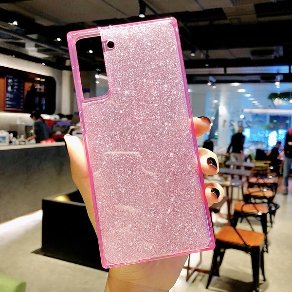 Pink Square Fluorescent Glitter Samsung Case