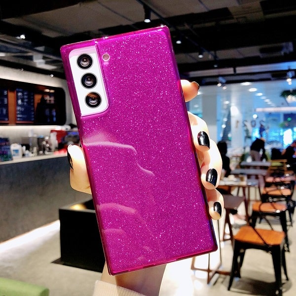 Purple Square Fluorescent Glitter Samsung Case
