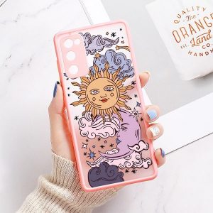 Sun and Moon Phone Case with pink color for samsung s20 s20 plus s20 ultra