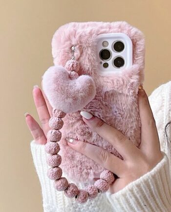 Fluffy Phone Case With Keychain Strap