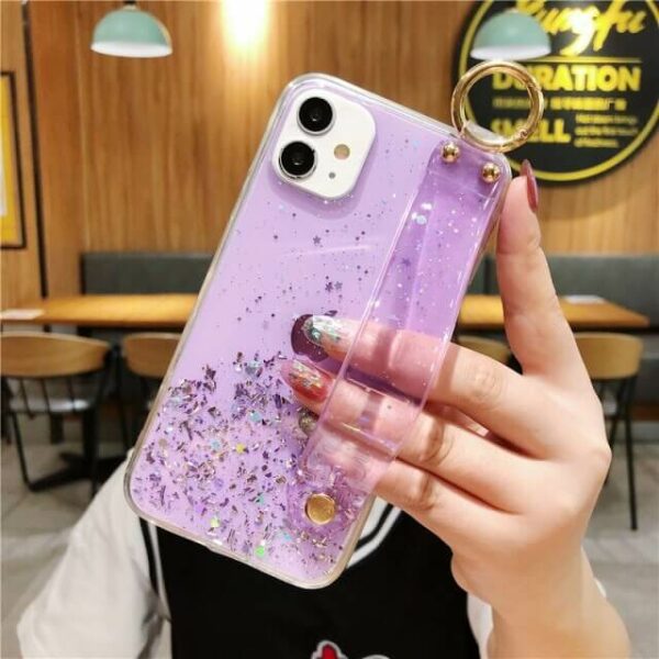 Glitter Case With Hand Strap-purple