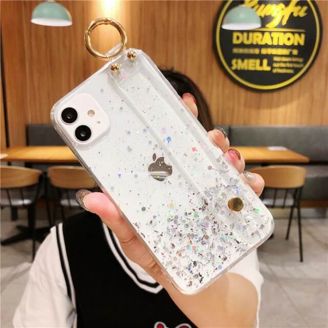 Glitter clear iPhone Case With Hand Strap