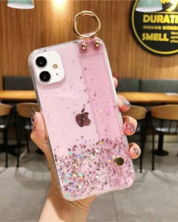 Glitter iPhone Case With Hand Strap-pink