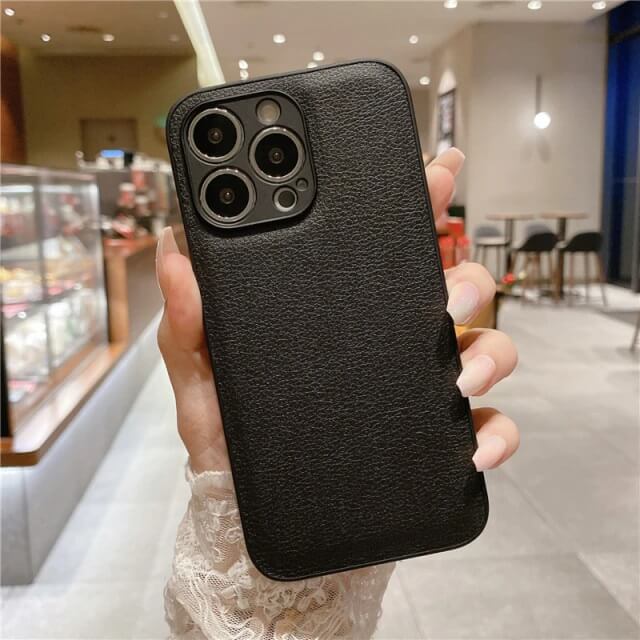 Leather Shockproof Phone Case- Black