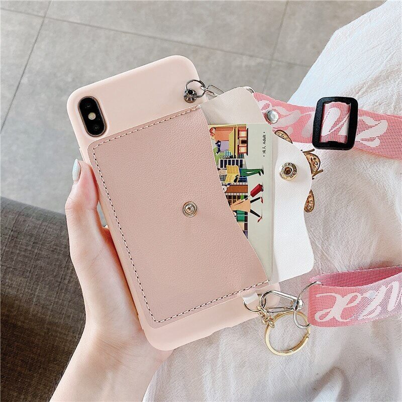 Pearl Bee Wallet Phone Case Cover With Lanyard