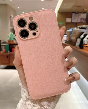 Pink Leather Shockproof iPhone Case