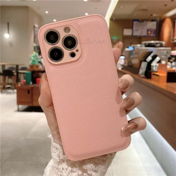Pink Leather Shockproof iPhone Case