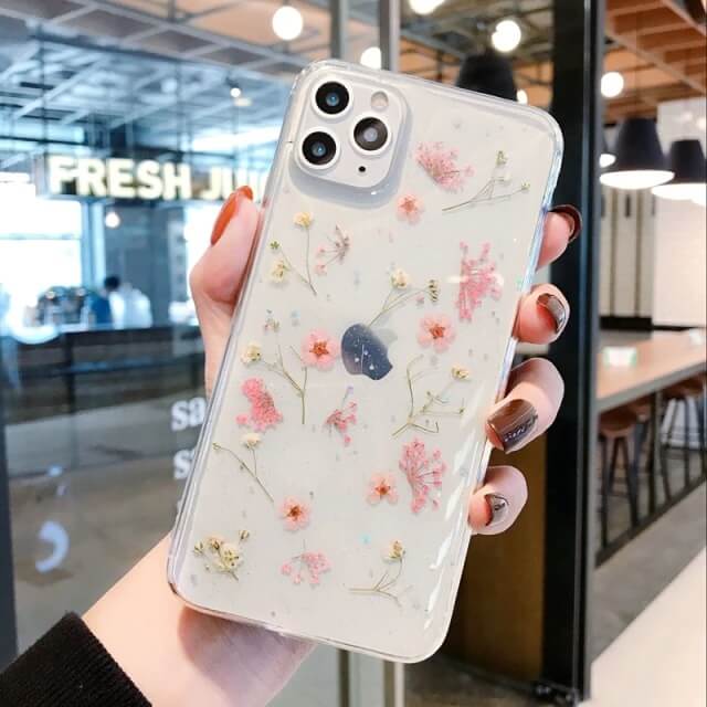 Pink dried flower iPhone case