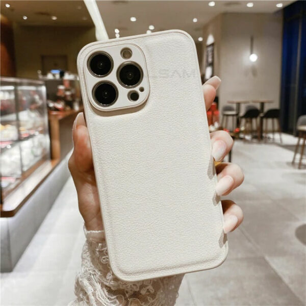 White Leather Shockproof iPhone Case
