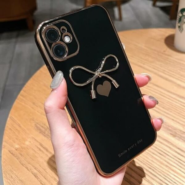 bowknot electroplated phone case - Black