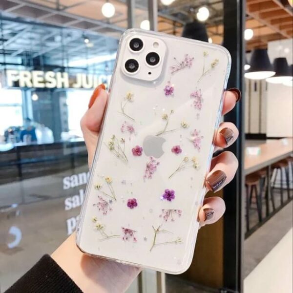 dried flower phone case - purple