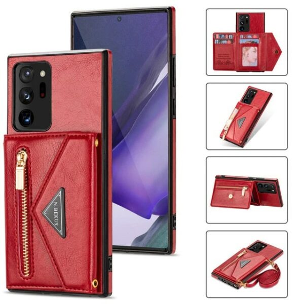 Red leather wallet samsung s21 series case