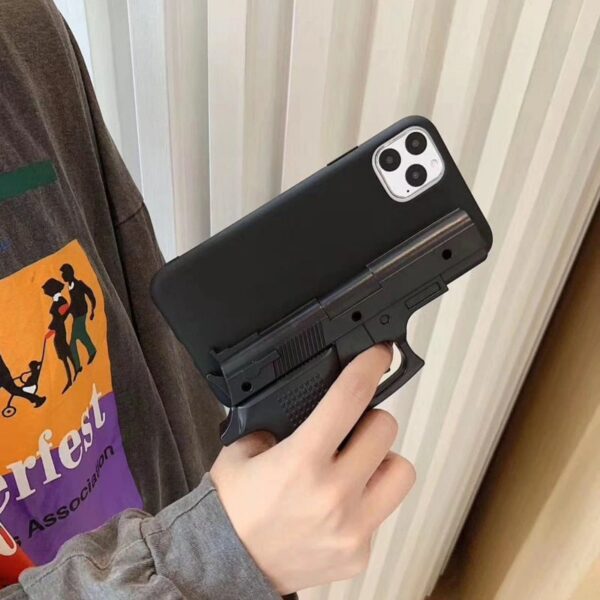 3D Gun Shaped Phone Case Black