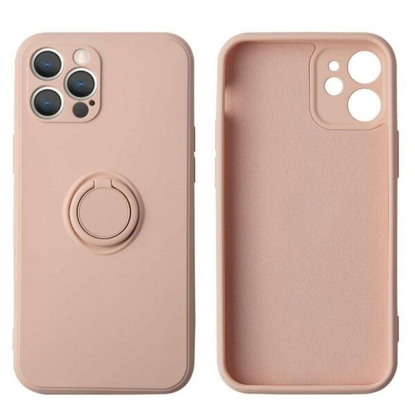 Pink Liquid Silicone iPhone Case With Finger Ring
