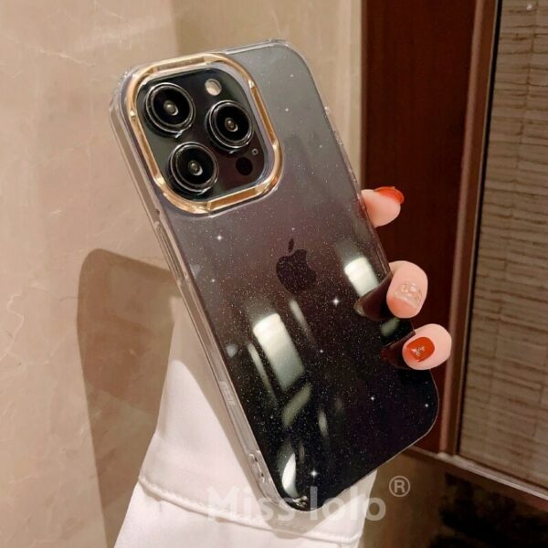 Black clear glitter gradient phone case