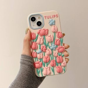 Butterfly with Pink Tulip Flower iPhone Case