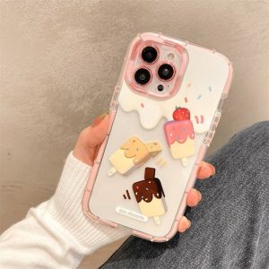 pink ice cream silicone iphone case