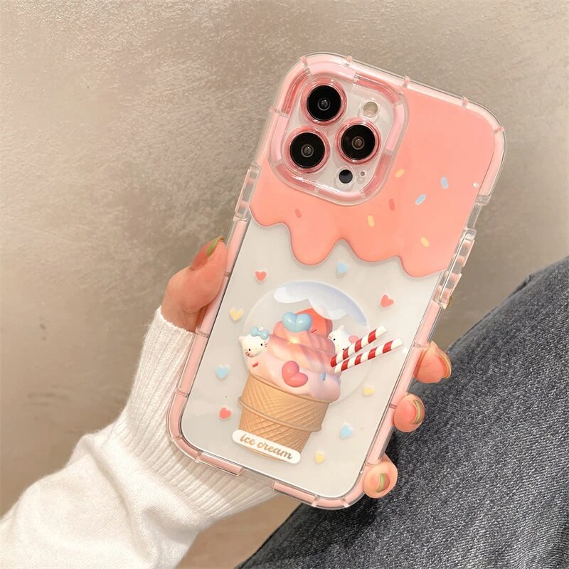 pink ice cream silicone phone case