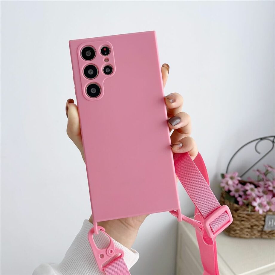 Candy Color Silicone Phone Case With Adjustable Lanyard