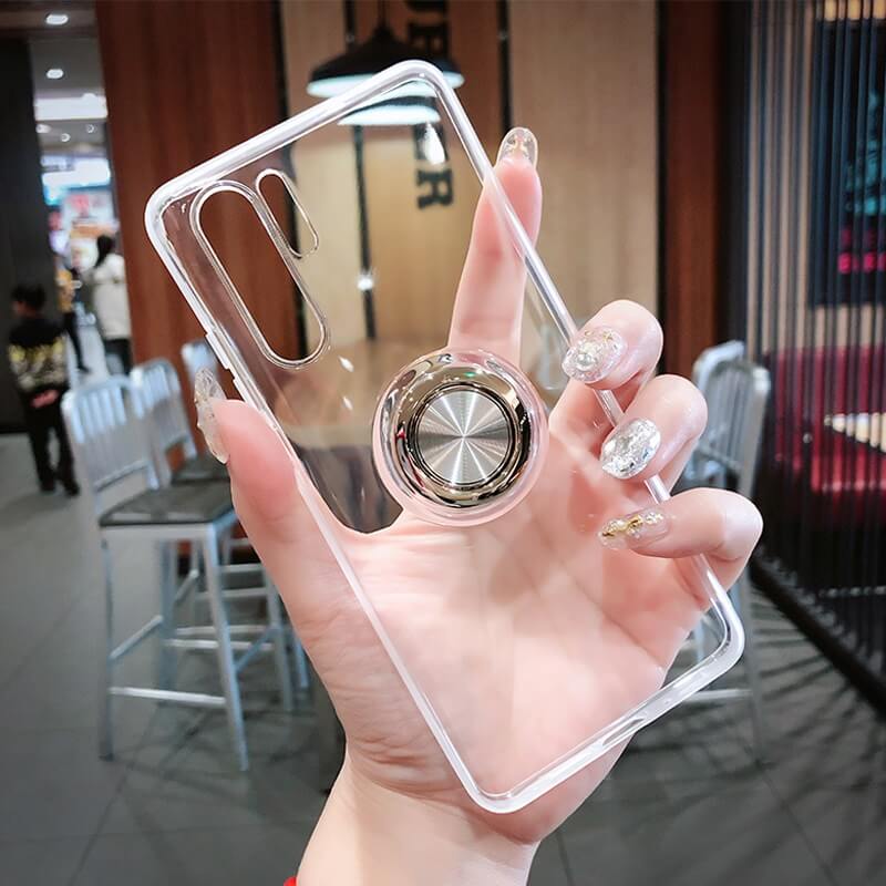 Transparent silicone huawei phone case with ring holder