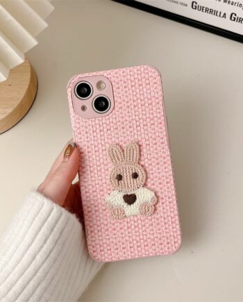 3D Cartoon Cute Bunny Lattice Phone Case