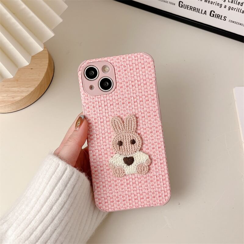 3D Cartoon Cute Bunny Lattice Phone Case