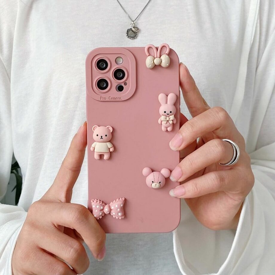 3D Rabbit and Bear Silicone iPhone Case