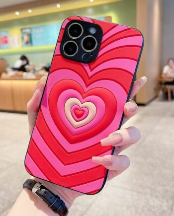 Aesthetic 3D Pink Heart Phone Case