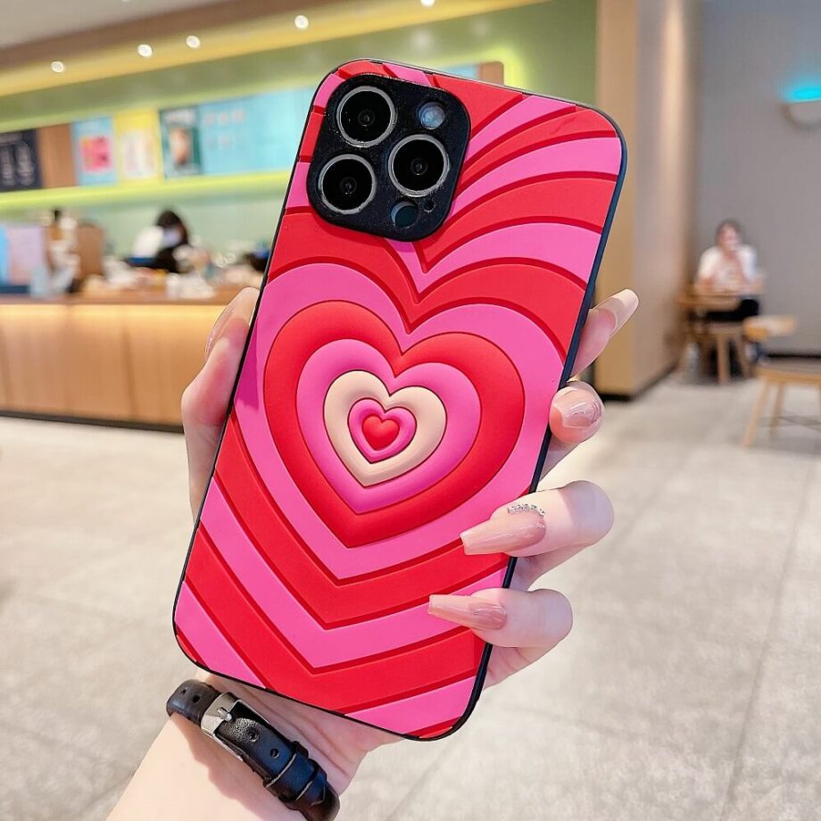 Aesthetic 3D Pink Heart Phone Case