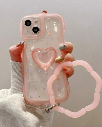 Glitter Love Heart iPhone Case With Bracelet