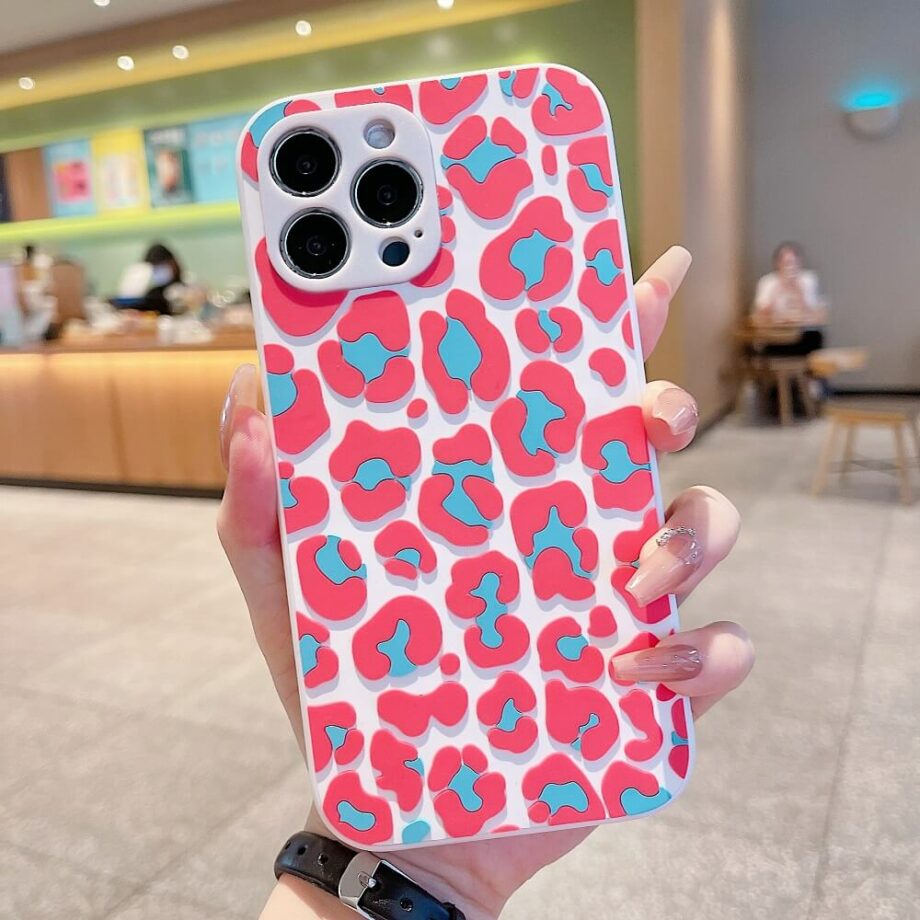 Pink and Blue Leopard iPhone Case