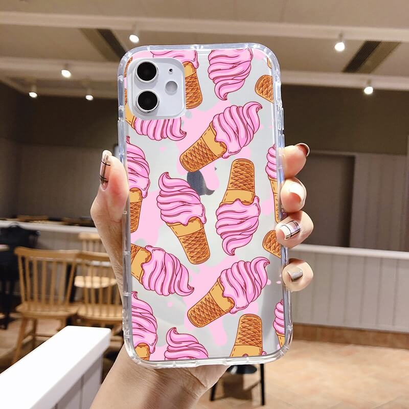 Pink Ice Cream Clear iPhone Case