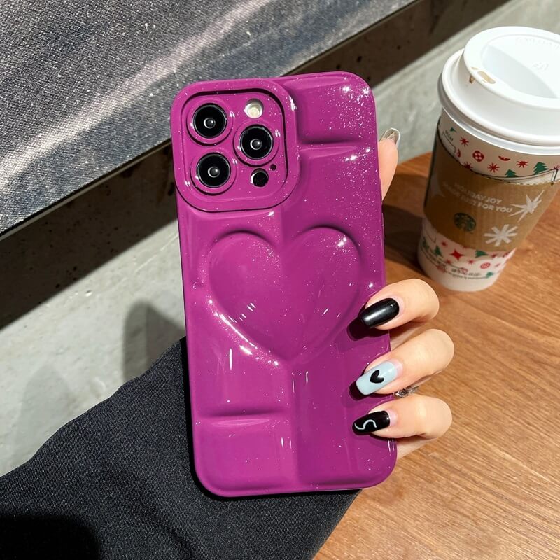 Purple Candy Color Love Heart iPhone Case