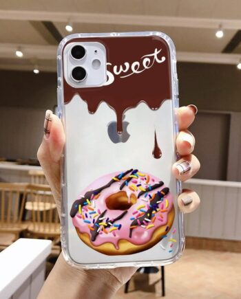 Single Pink Donut Clear iPhone Case