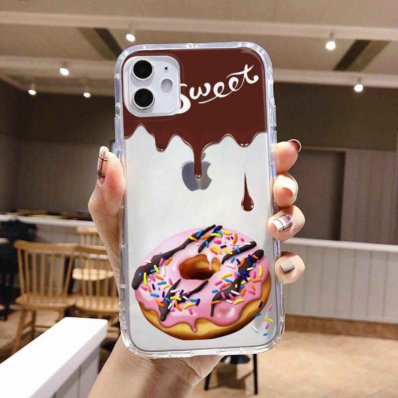 Single Pink Donut Clear iPhone Case