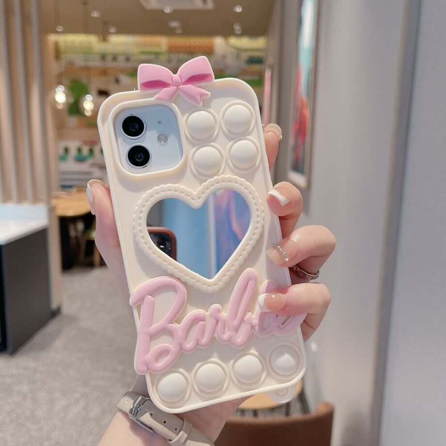 White Barbie Bow Mirror Heart Back iPhone Case