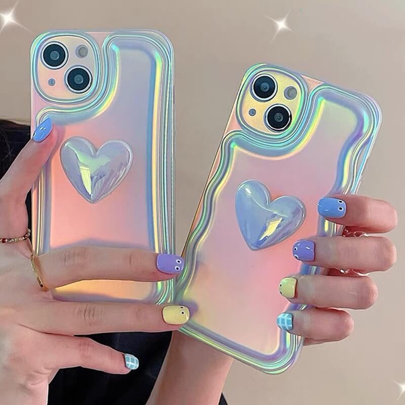 Glitter Love Heart Laser Phone Case