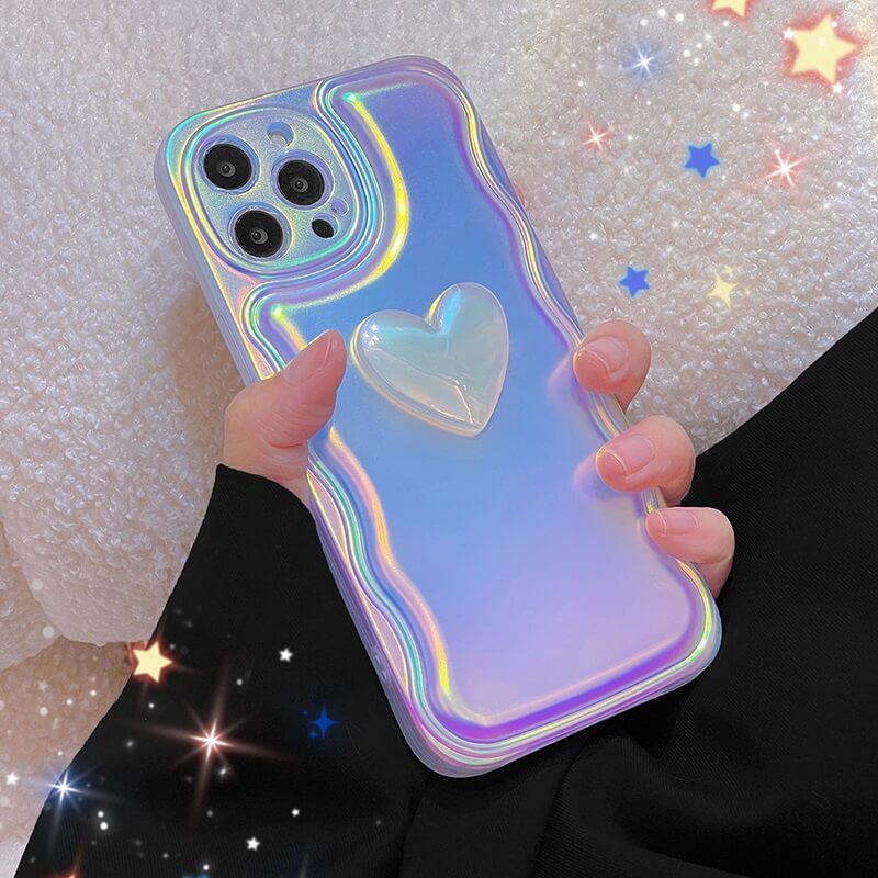 Glitter Love Heart Shape Shockproof Laser Phone Case