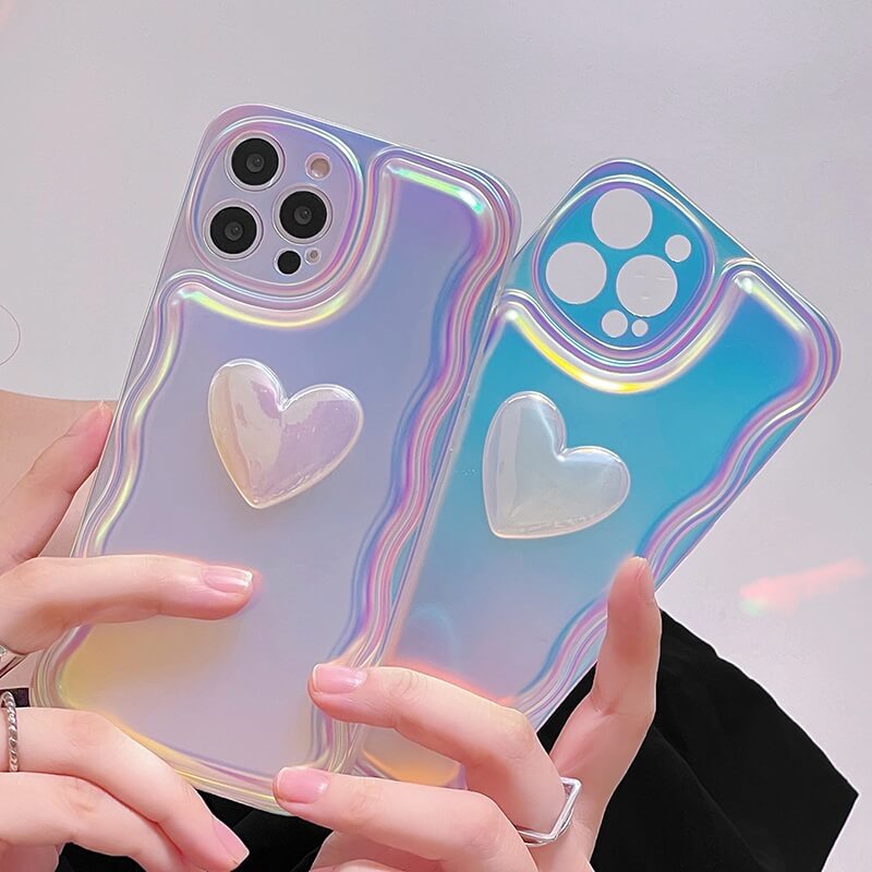 Glitter Love Heart Shape Shockproof Laser iPhone Case