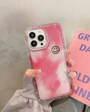 Pink Watercolor Paint Smile iPhone Case