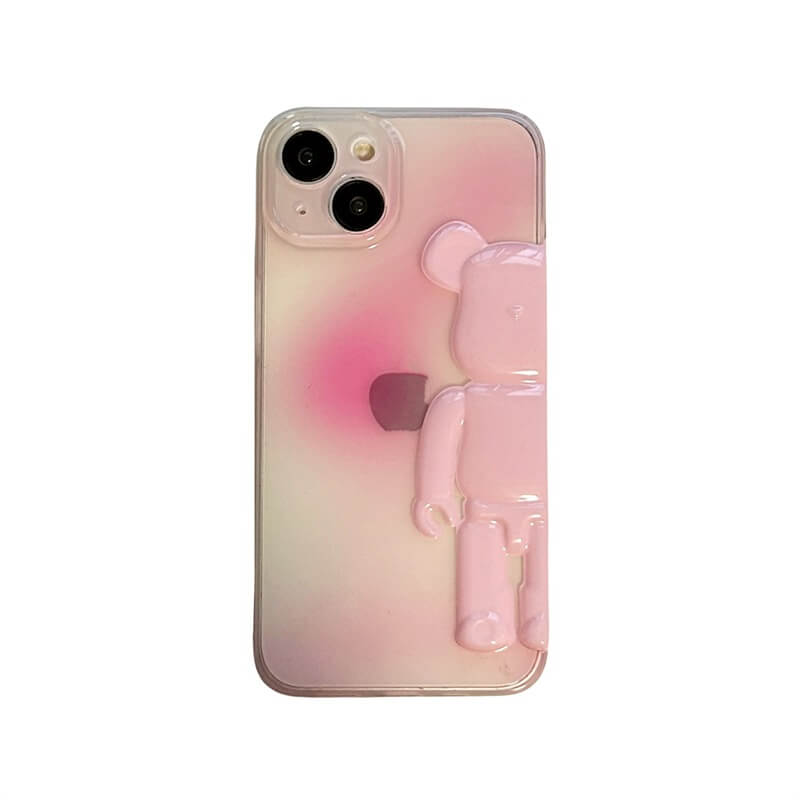 3D Gradient Pink Bearbrick iPhone Case