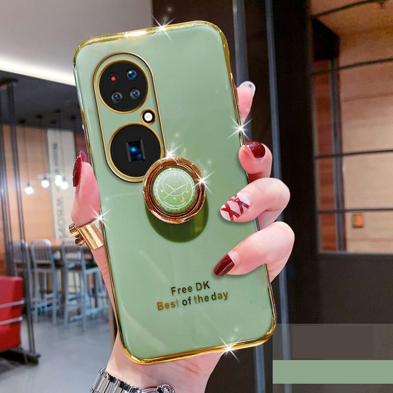 Luxury Plating Silicone Huawei Case With Finger Ring