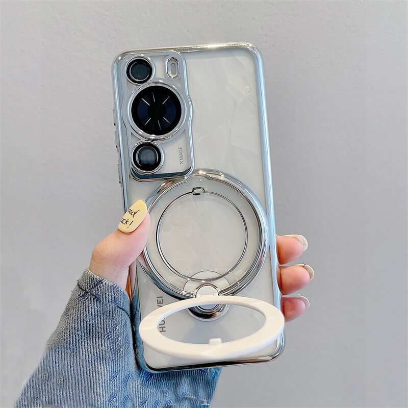 Clear Huawei phone case with ring stand holder