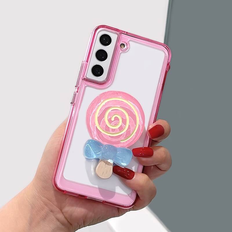 Clear phone case With Lollipop Pop Up Holder